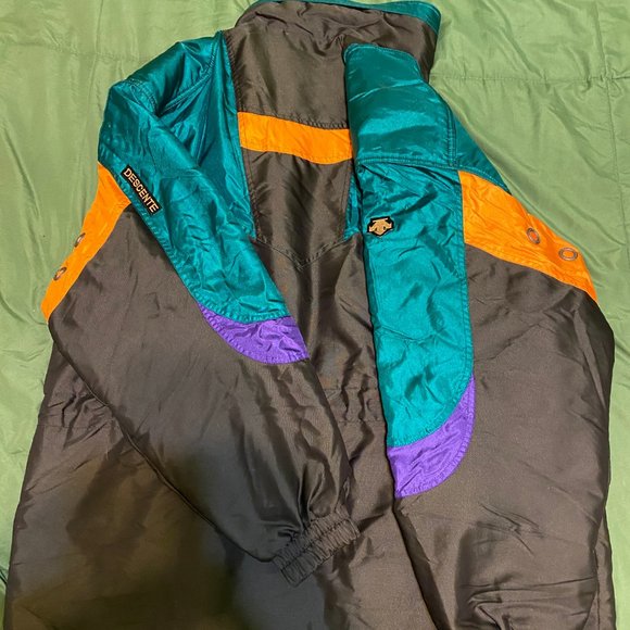 Vintage Descente Ski Jacket Coat Mens Size Large Teil Black Purple & Orange - Picture 9 of 11